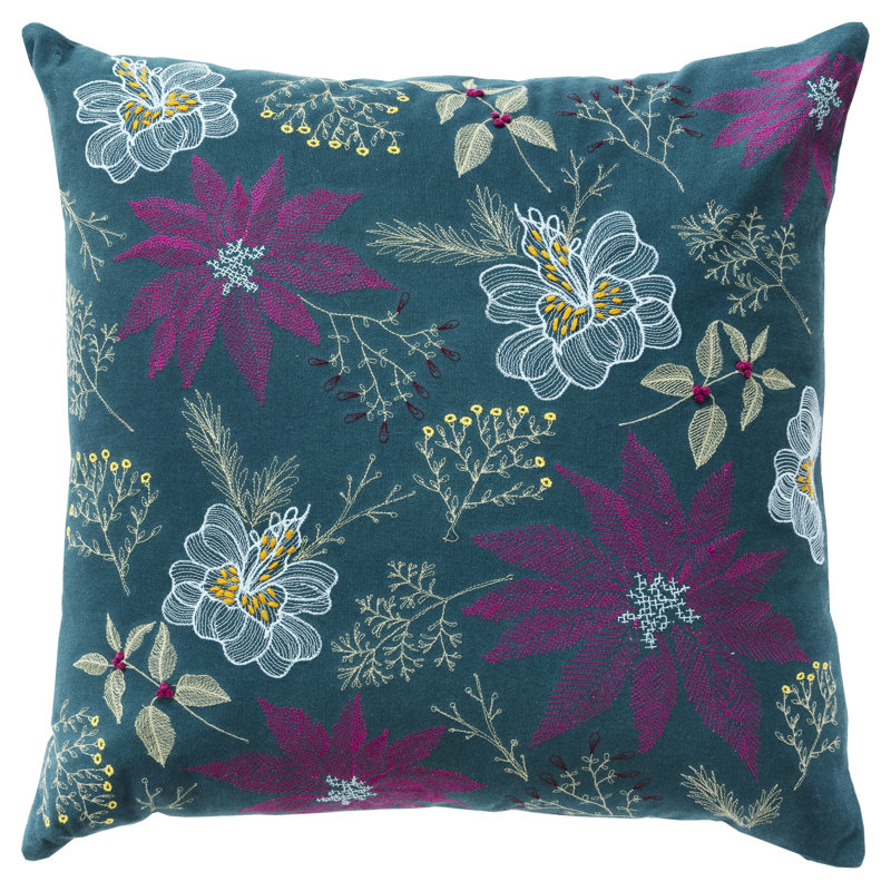 Embroidered Cotton Throw Pillow