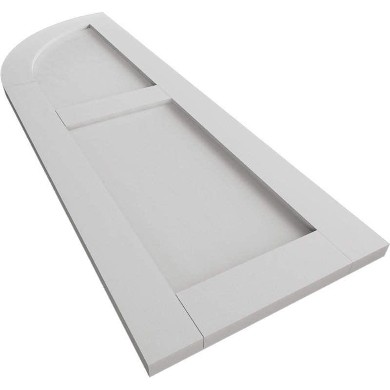 Timberthane Two Equal Flat Panel w/Quarter Round Arch Top Faux Wood Shutters (Per Pair), Smooth Texture (Primed Tan), 72"