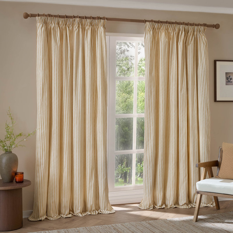 Hebden 100% Cotton Blackout Curtain Panel Pair, 229cm Width x 229cm Drop, Yellow