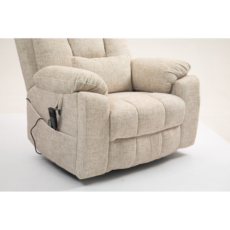Massaging Velvet Lift Recliner Soft Comfort Perfect For Elderly Relaxation, Cream