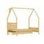 Cadre de lit simple pour enfant, lit Montessori House avec tiroirs de rangement, lit plateforme en bois avec tête de lit, aucun sommier nécessaire, naturel-1765241010