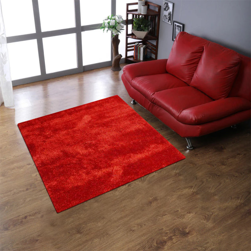 Henricks HAND TUFTED SHAG POLYESTER ECO-FRIENDLY AREA RUGS - Square | Red Color | Solid Design | Area rugs for living room, Bedroom