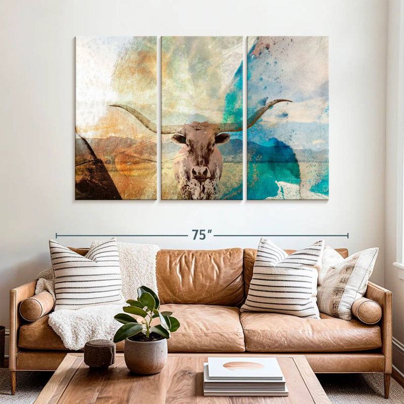 Brampt Abstract Longhorn, 42" H x 65" W
