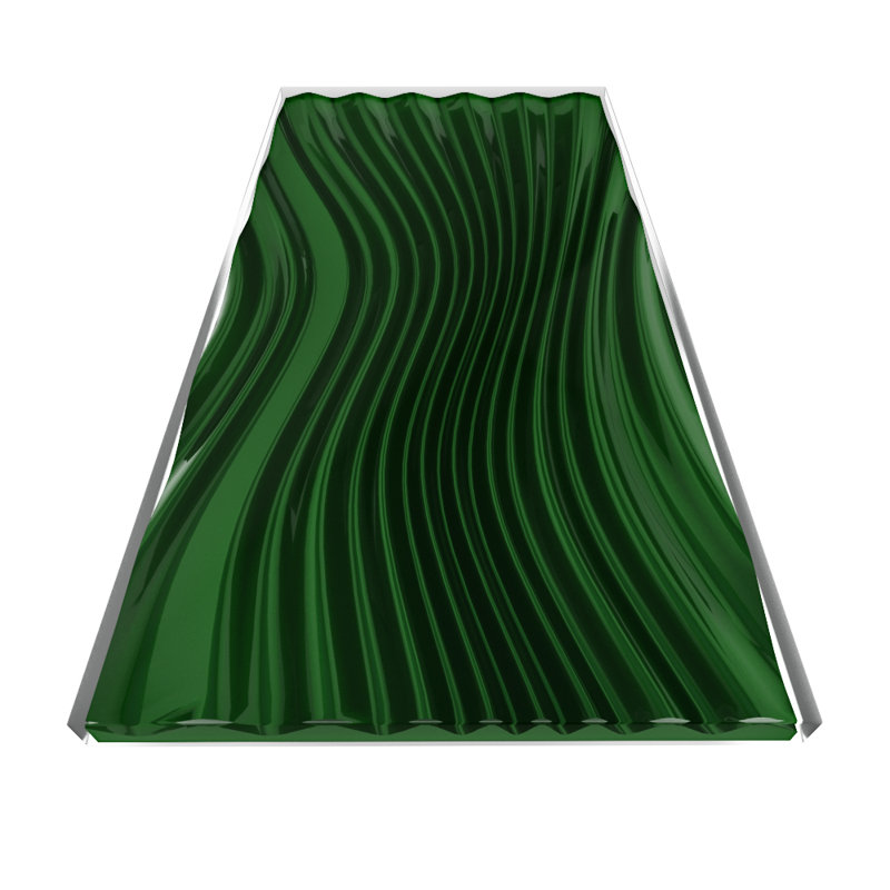 Wave Solid Wood Single Coffee Table, Green, Gold Plated