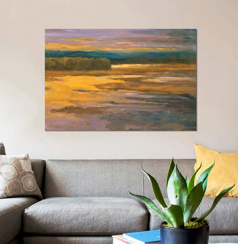 « pacifique ii », impression sur toile, H 8 po x l 12 po x P 0,75 po, Pas de tapis, Toile tendue