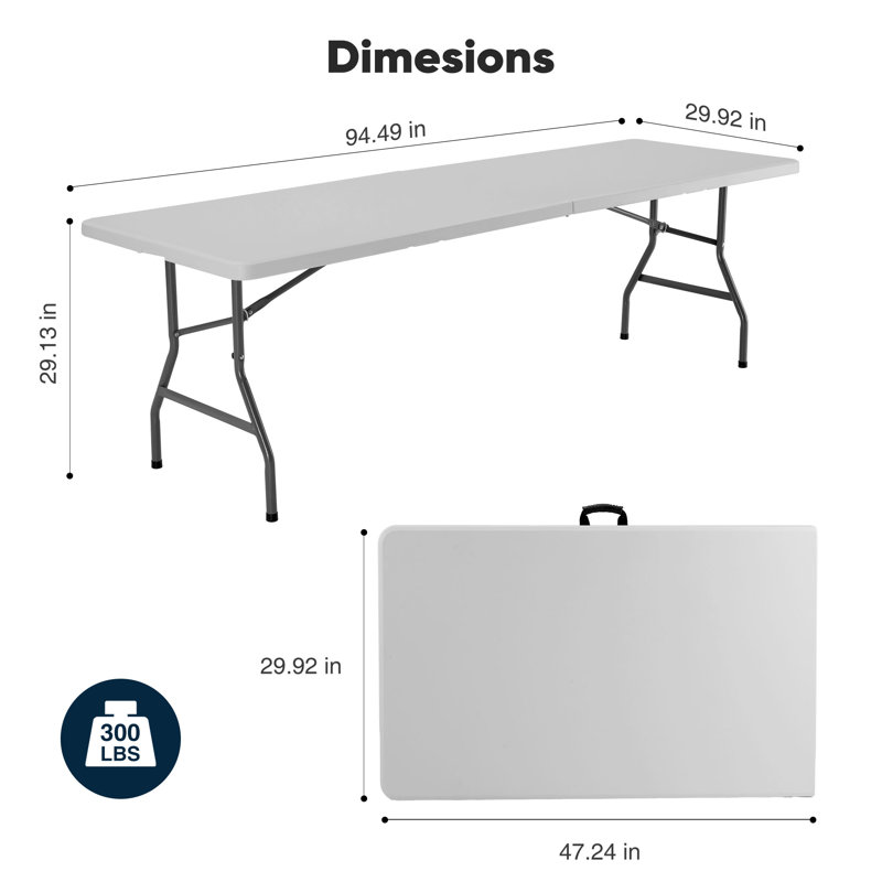Rectangular Plastic Outdoor Dining Set, White, 10