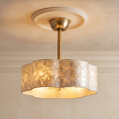 6-Light Natural Capiz Shell Dimmable Ceiling Fan with Light
