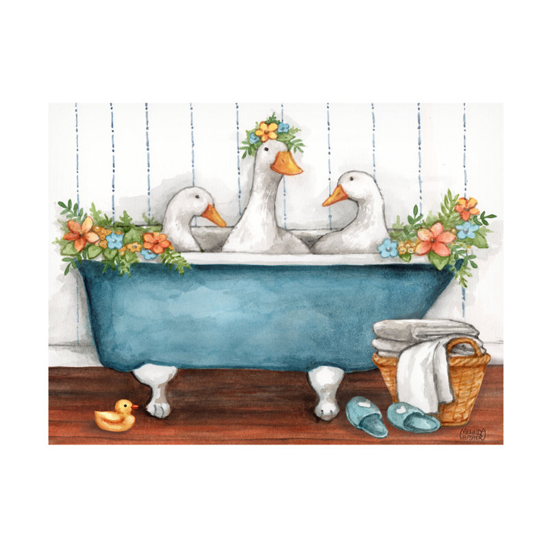 "Canards dans la baignoire" par Melinda Hipsher, H 14 po x l 19 po