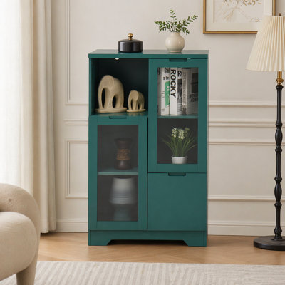 Armoire en bois avec deux portes en verre incassable et deux espaces de rangement spacieux pour une vie moderne et organisée dans n'importe quelle pièce