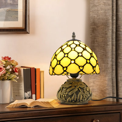 Lampe de chevet rétro en verre perlé, lampe de table E26 de 60 W avec cordon de 59 po pour le bureau à domicile et la salle à manger
