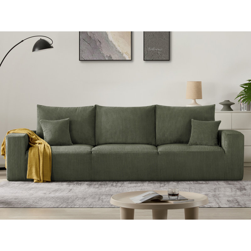 Canapé modulaire sans assemblage de 113 po Boneless, Velours côtelé vert