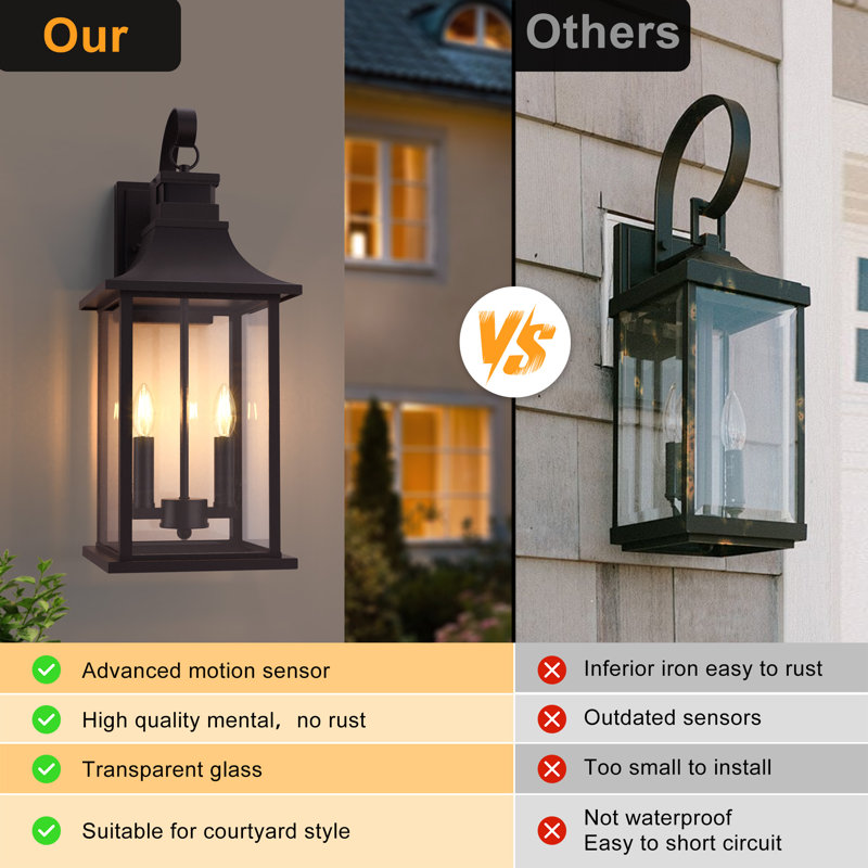 Dallas 2 - Light 19"H Black Oil Rubbed Bronze Tempered Glass Outdoor Wall Lantern with Dusk to Dawn and Motion Sensor
