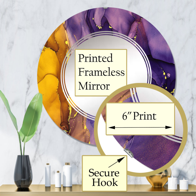 Mauve et brun, art abstrait fluide de luxe - miroir mural moderne, 32 po x 32 po