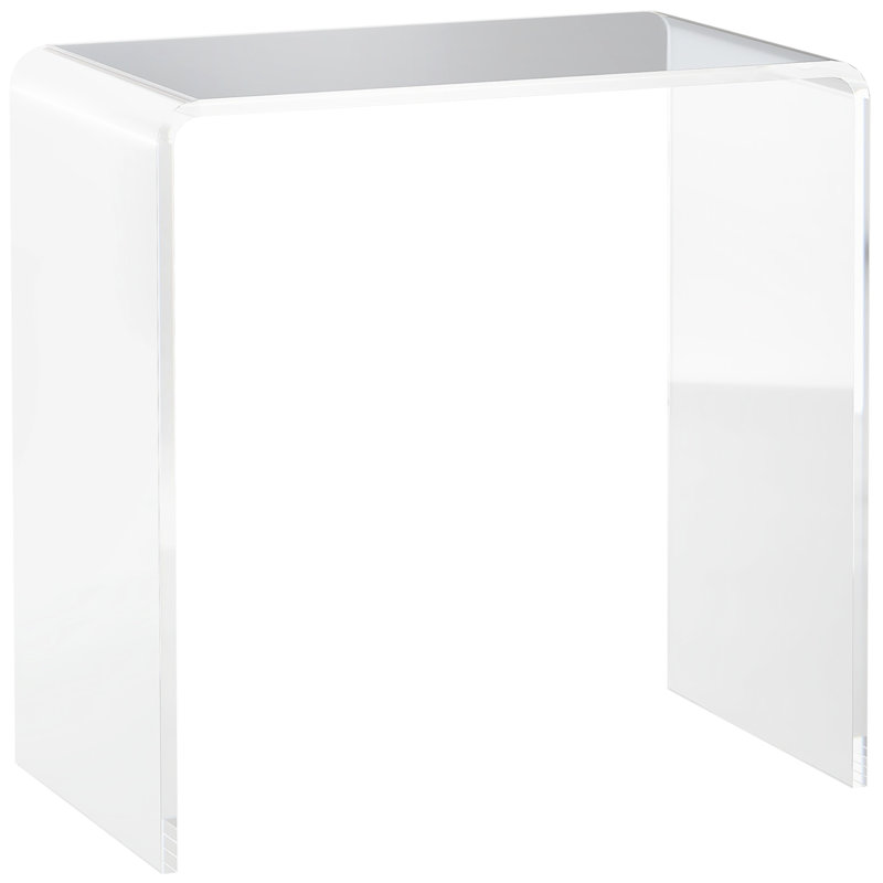 Table d'appoint en acrylique transparent de 53 cm de long, polyvalente pour la maison. Bureau d'appoint en cascade transparent de style contemporain.