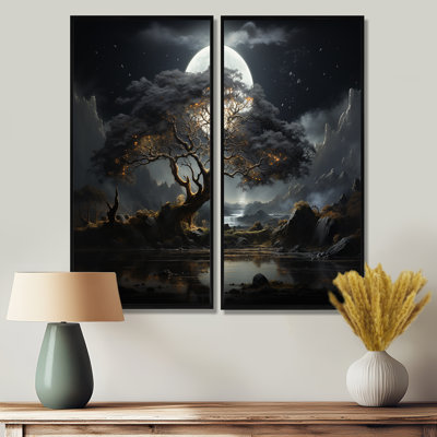 Arbre gris, Essence de lumière - art mural traditionnel corail