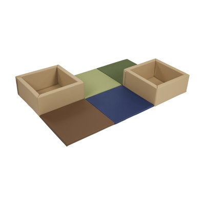 ECR4Kids SoftZone Play Patch Activity Mat and Toy Bins, Beginner Playset, 6-Piece