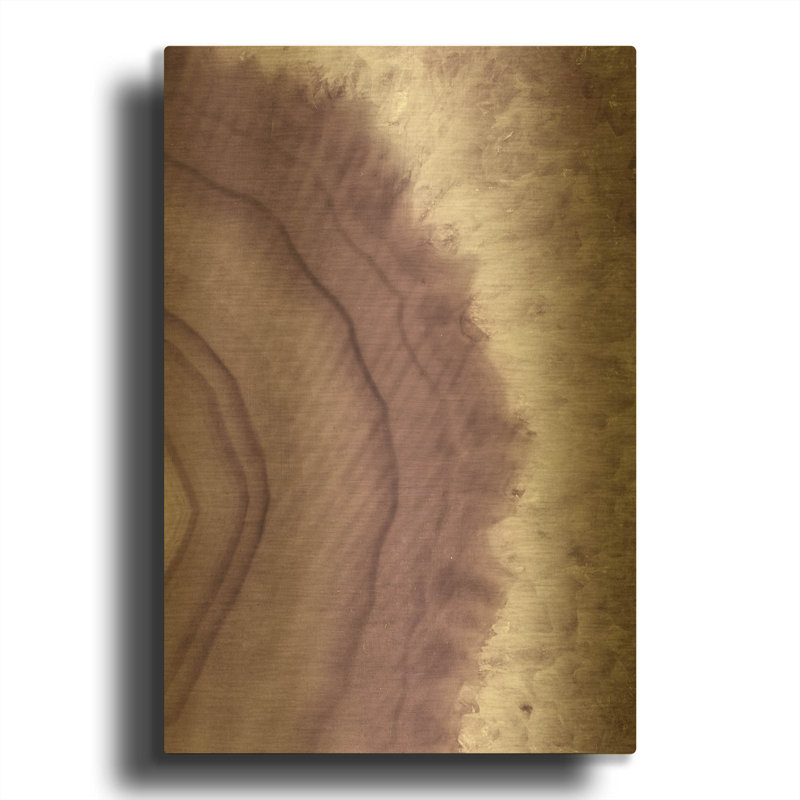 «Agate Geode II Plum» par Wild Apple, art mural en métal doré, 16 po x 24 po, 16"x24"