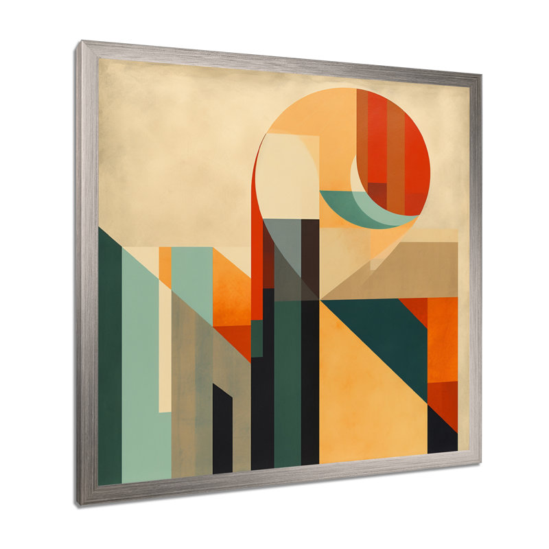 Full Moon Symphony Midcentury Abstract I - Abstract Midcentury, art encadré, Cadre simple argenté