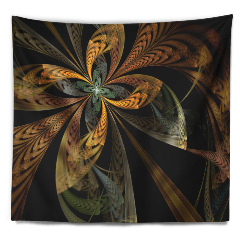 Tapisserie de motif fleur abstraite en couleurs, H 78 po x l 92 po