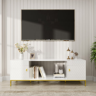 70-Inch TV Stand With Cabinet Storage And Open Shelves For Living Room