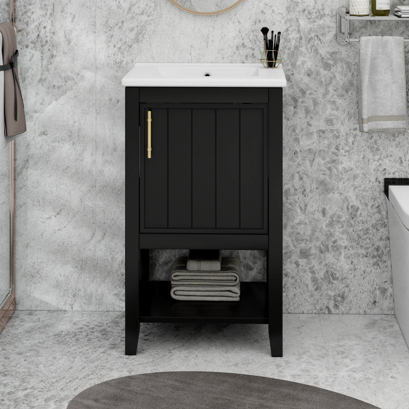 20 Inches Bathroom Vanity With Storage Rack, Open Shelf