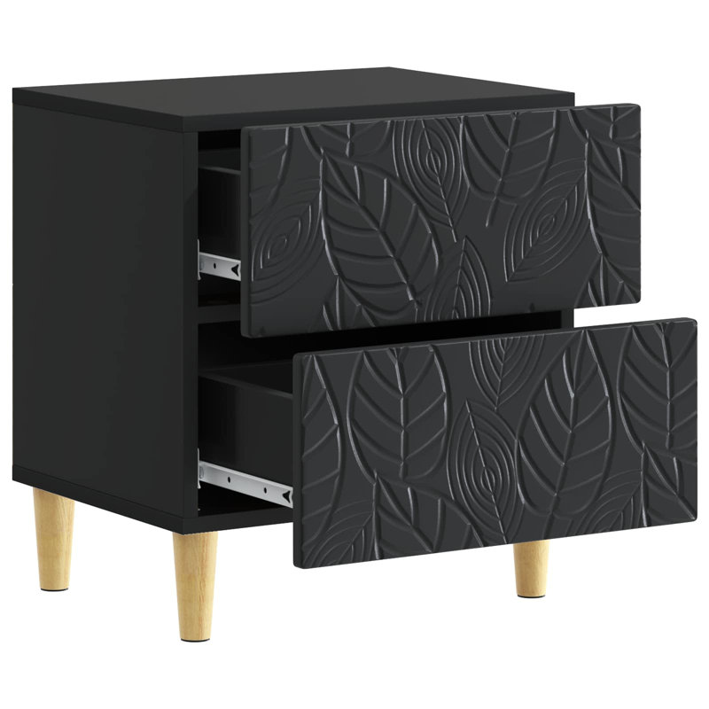 43cm W Composite Bedside Table, Black