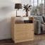Table de chevet 3 tiroirs l 21,6 po avec station de charge, armoire de chevet cannelée de ferme pour chambre à coucher, profil profilé incurvé-218182487