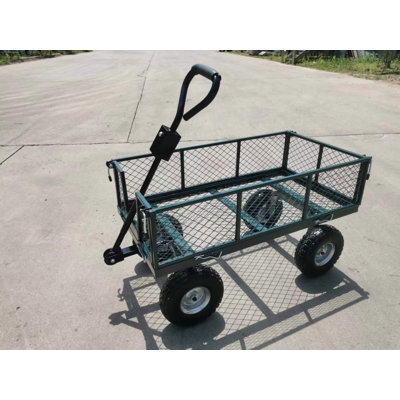 Small Steel Mesh Garden Wagon with Foam Wheels 40"L x 20"W x 22"H, Load Area 36"L x 18.5"W x 9"H