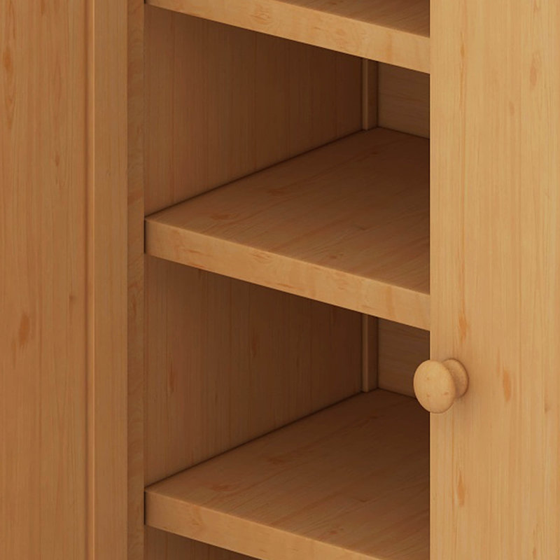 Loft Bed With Storage Wardrobe & Cabinet, Solid Wood Mid Century Modern Loft Bed With LED,Storage & Ladder, Guardrails