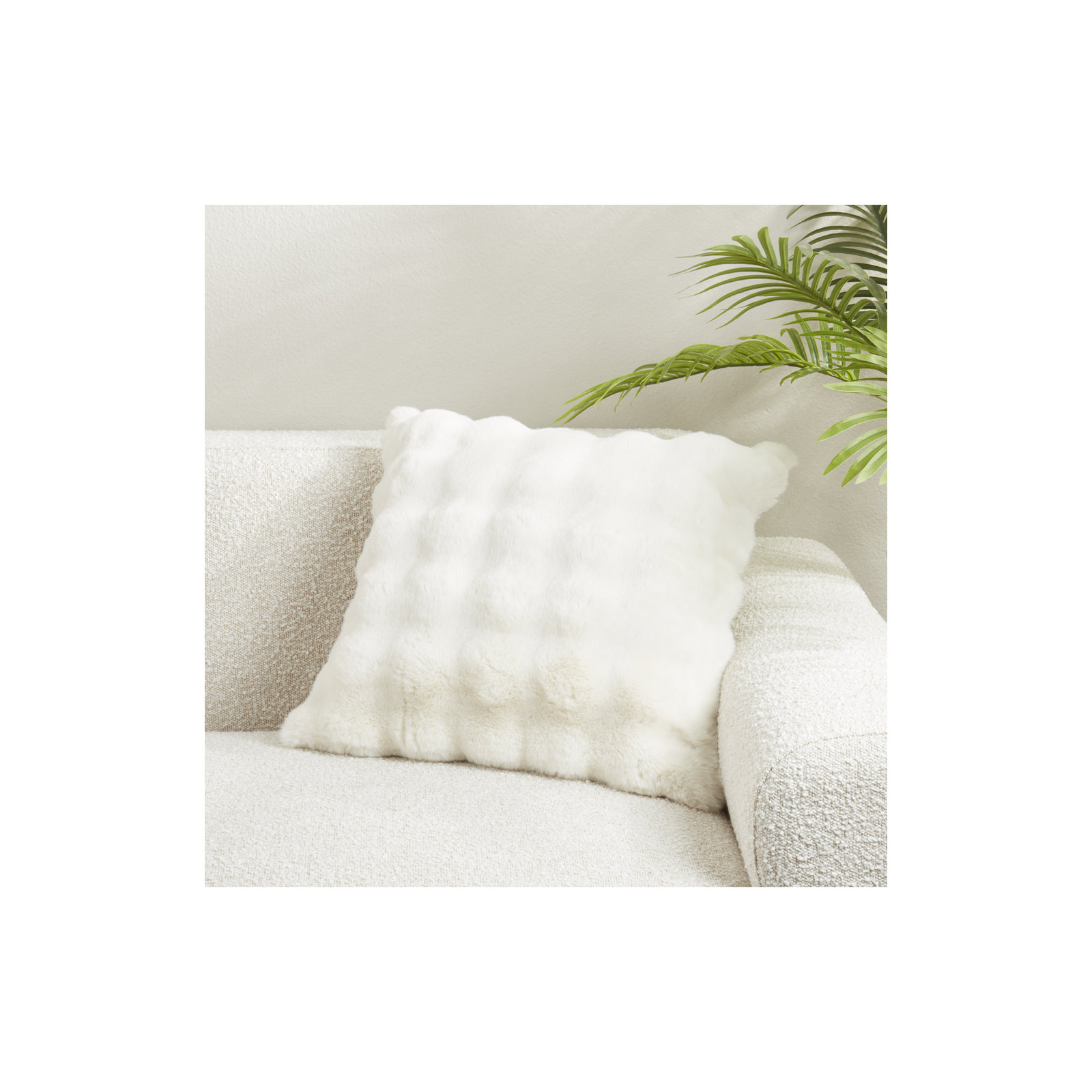 Cozy Bubble Faux Fur Pillow Cover, Polyester, Ivory, Square 20"