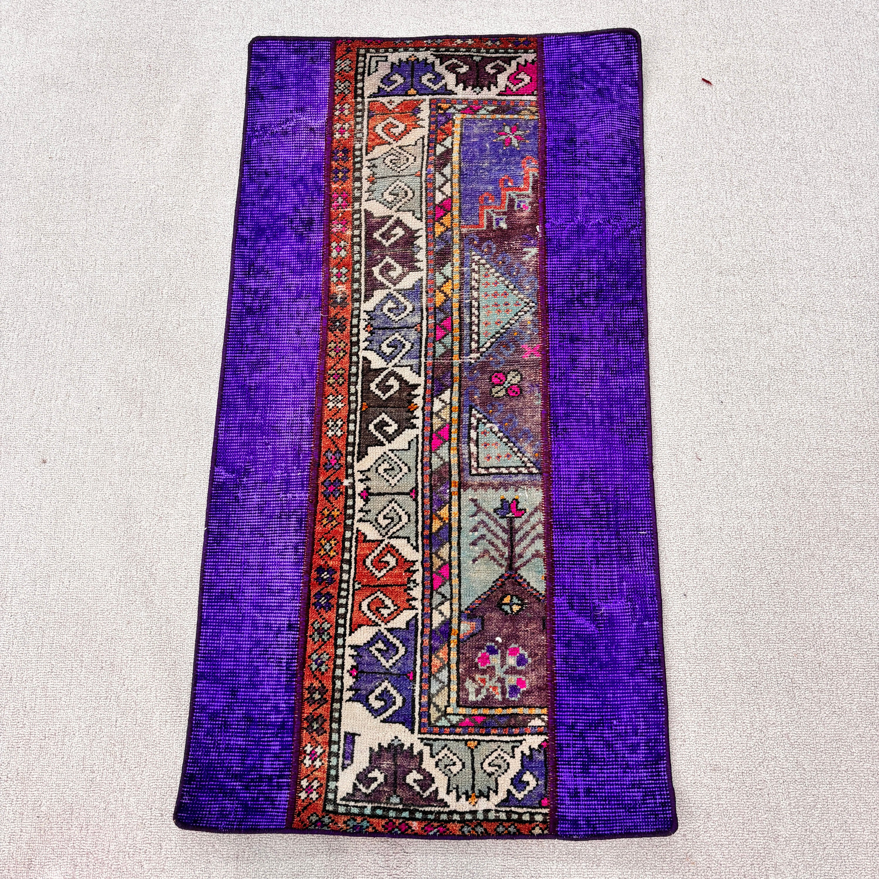 Fleur De Lis Living 23.2x44.5 Inch Purple Rug, Traditional Patchwork ...