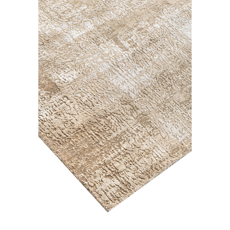 Hand Knotted Abstract Area Rug in Beige/Gold/Ivory, Rectangle 12' x 15'