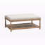 Table basse Frias en chêne vieilli et revêtement en lin beige, H 18,42 po x l 42,09 po x P 30,64 po