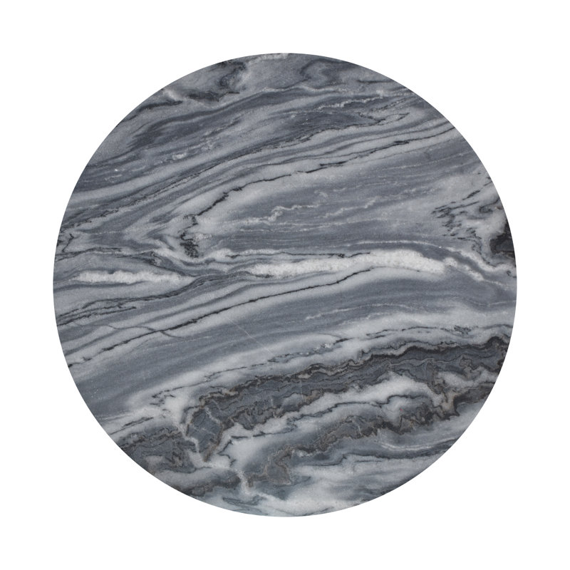 19" Modern Natural Marble Handmade Stacked Round Pedestal End Table