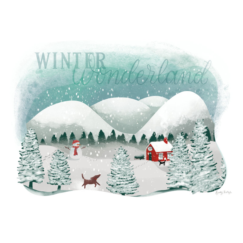 «Winter Wonderland I» par Becky Thorns - impression sur toile tendue, H 24 po x l 36 po, Papier avec cadre érable, Oui