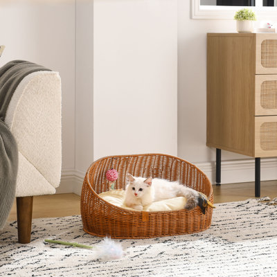 Sams Pets Luna Dog Cat Bed In Natural Oak