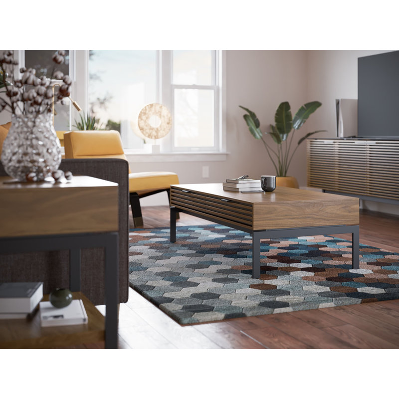 Cora Coffee Table, Natural Walnut, Black