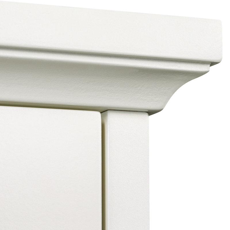 Armoire de rangement murale pour salle de bain, armoire à pharmacie avec porte en verre trempé (blanc crème), Blanc, crème