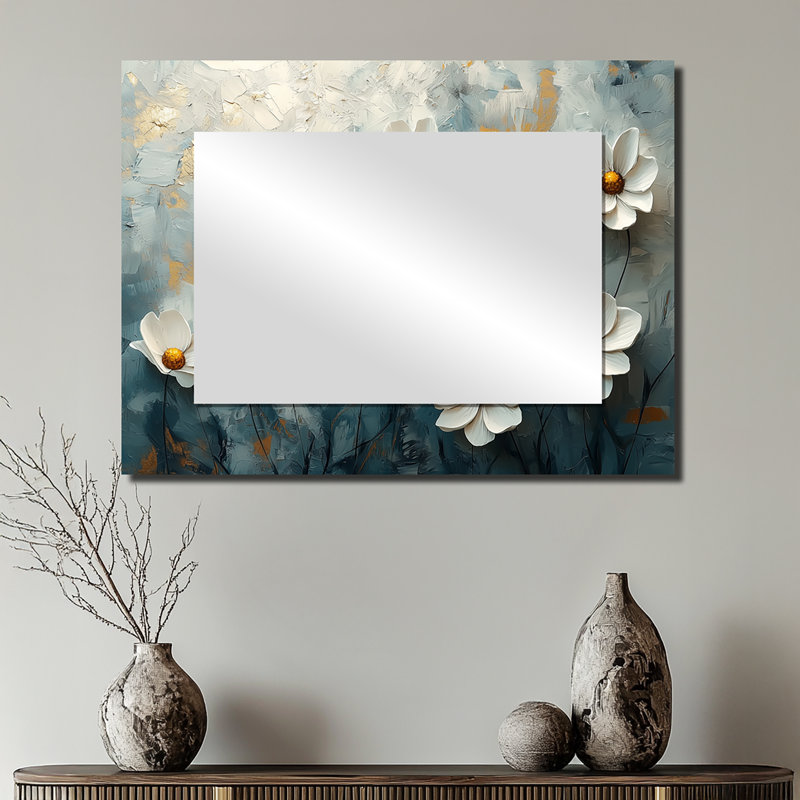 Geraniums forme pure minimalisme II - marguerite miroir mural - imprimé sur métal, 24 po x 32 po