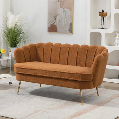 Petit canapé-causeuse moderne avec pieds en métal doré pour petit bureau