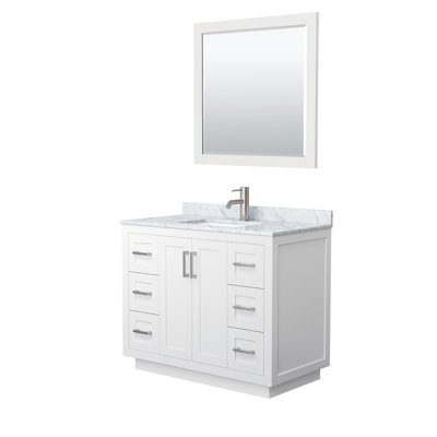 Miranda 42" Freestanding Single Bathroom Vanity with Marble Top with 34" Mirror