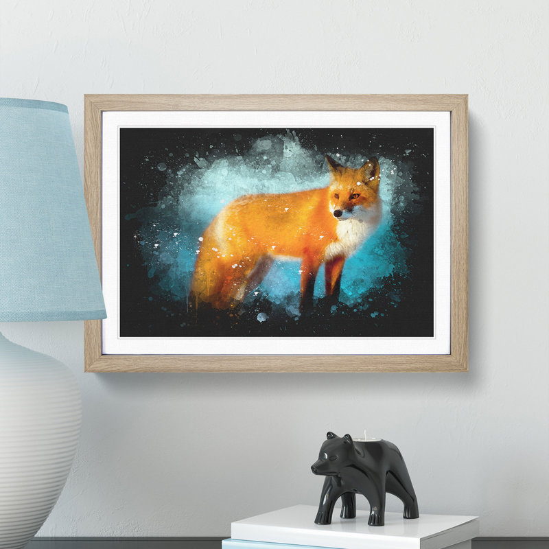 The Red Fox - Picture Frame Graphic Art Print, Oak Framed, 24cm H x 33cm W x 2cm D