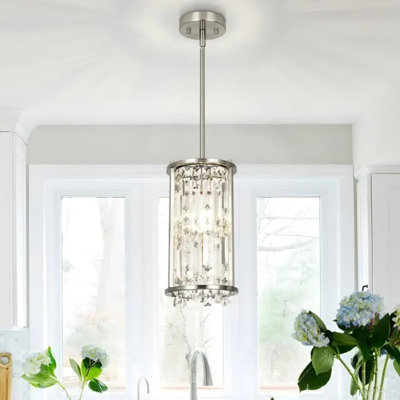 Luminaire suspendu rond, luminaire suspendu semi-encastré, lustre en cristal pour îlot de cuisine de balcon de couloir
