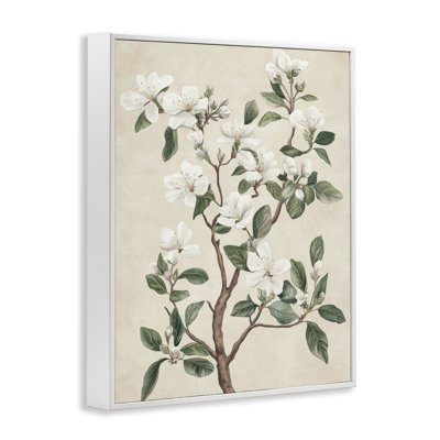 White Floral Blossom Tree Framed Giclee, design by Petal Prints Design