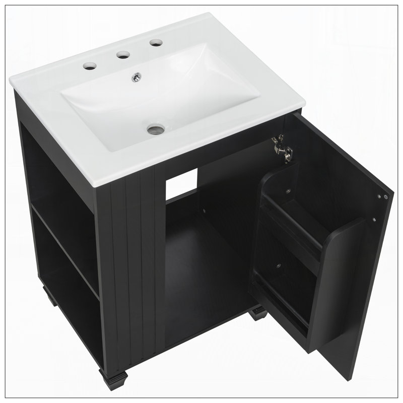 Meuble-lavabo 24 po avec lavabo, Noir