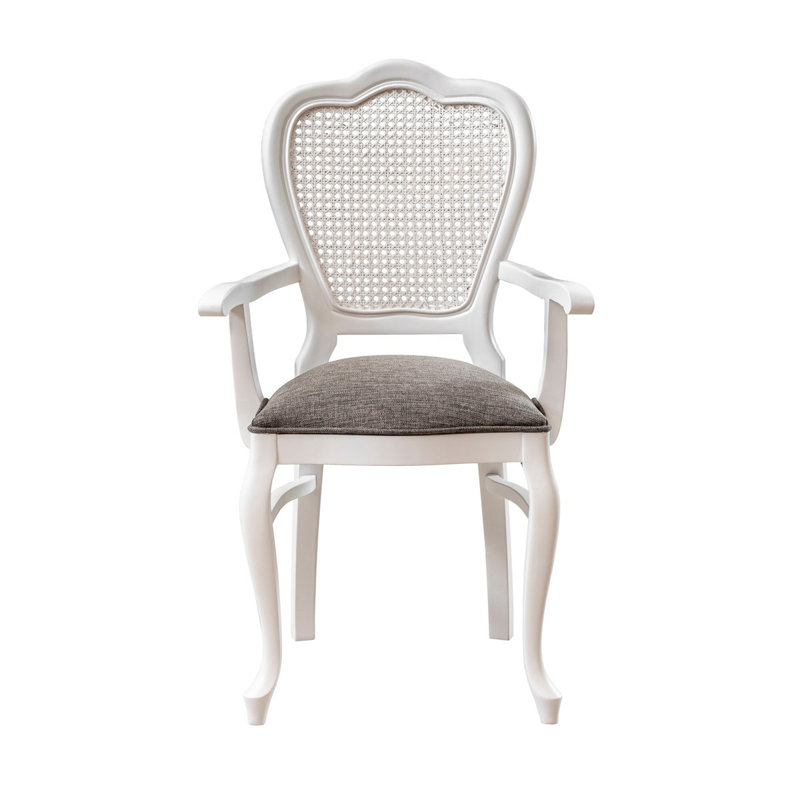 Élégante chaise blanche, 100% bois de hêtre avec osier de bambou, 22,0 x 17,7 x 39,0 pouces | Conception durable avec une épaisseur de 0,7 pouce | Idéal pour la salle à manger, le salon ou l'extérieur | Solution de siège élégante et confortable