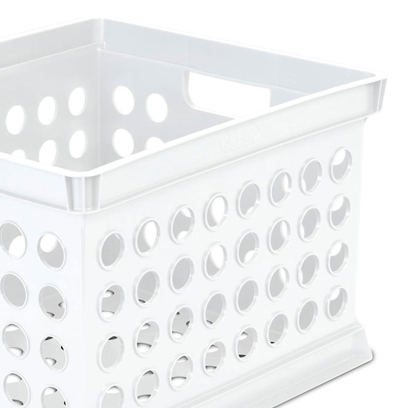 Sterilite Stackable Plastic Storage Open Crate Bin Organizer Box, White