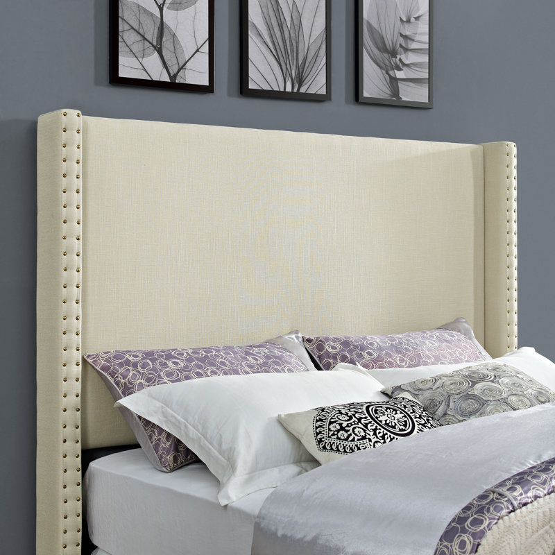 Tête de lit tapissier Benedict, Lin crème, Double / Grand