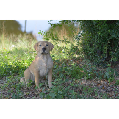 Yellow Sitting Labrador Retriever Dog Statue