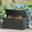 Boîte de rangement pour terrasse en plastique imperméable et verrouillable 100 gallons en noir